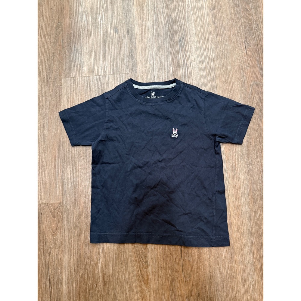 Psycho Bunny Kids Navy Blue Cotton‎ Bunny Skull Logo T-Shirt Size XS 5/6
